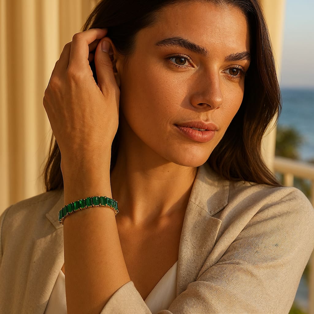 "BOCA" EMERALD BAGUETTE TENNIS BRACELET