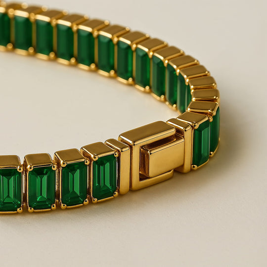 "BOCA" EMERALD BAGUETTE TENNIS BRACELET