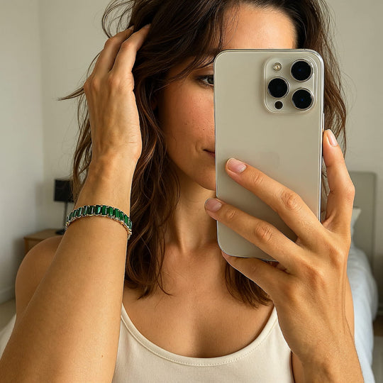 "BOCA" EMERALD BAGUETTE TENNIS BRACELET