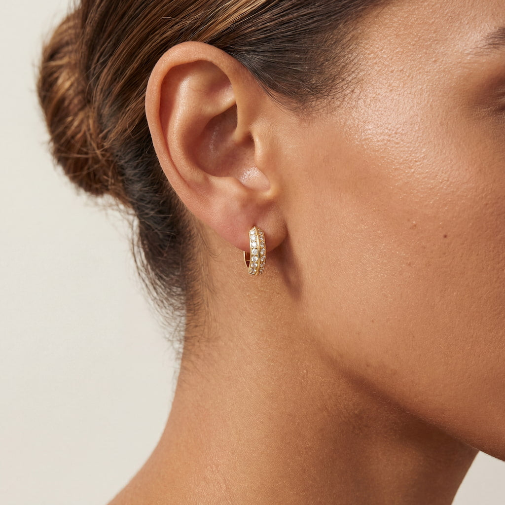 “Basel” Moissanite 1ct Pavé Huggie Earrings