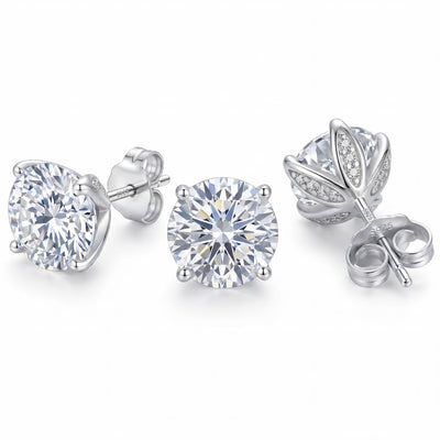 “Geneva” Moissanite 1ct Tulip Pavé Solitaire Stud Earrings