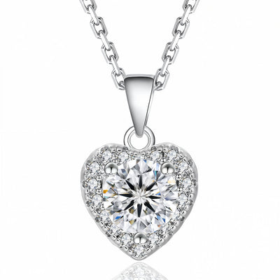 “Helsinki” Moissanite 1ct Heart Halo Necklace