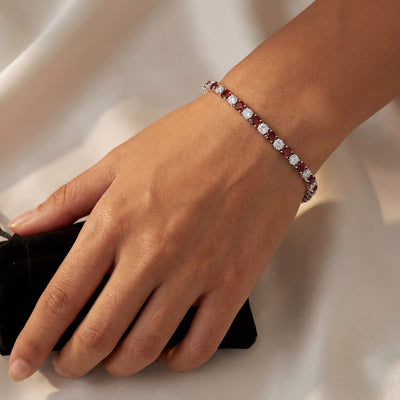 “Roma” Red Garnet & Diamond Alternating Tennis Bracelet
