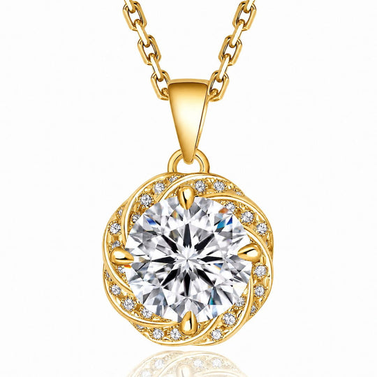 “Stockholm” Moissanite 1ct Swirl Halo Necklace