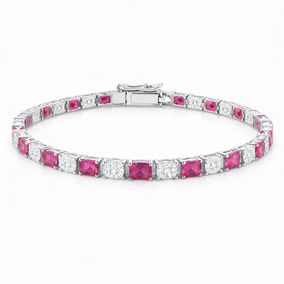 “Verona” Pink Sapphire & Diamond Alternating Tennis Bracelet