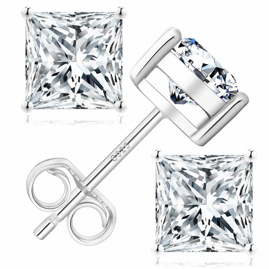 "Zermatt" Moissanite 1ct Princess-Cut Stud Earrings
