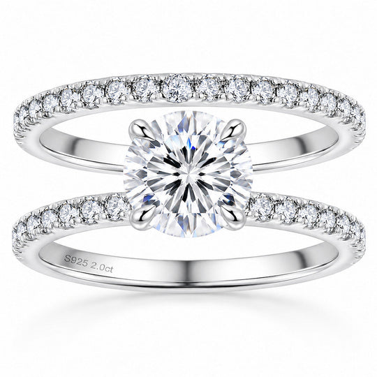 Zermatt Moissanite 2ct Solitaire Ring & Matching Wedding Band