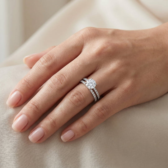 Zermatt Moissanite 2ct Solitaire Ring & Matching Wedding Band