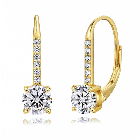 “Zurich” Moissanite 1ct Pavé Drop Solitaire Earrings