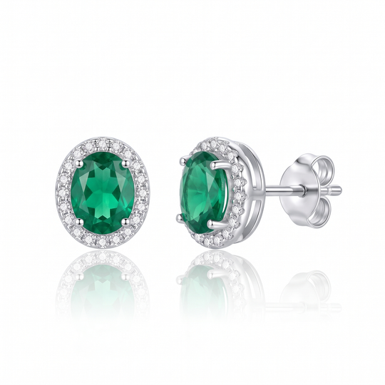Verona Emerald Halo Studs