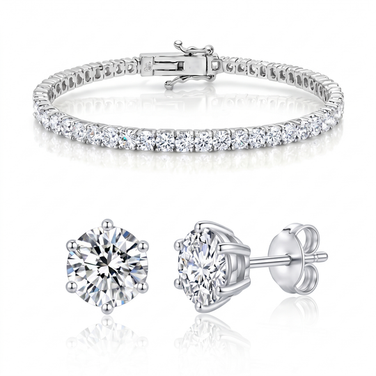 Miami Classic Bracelet & Studs Set in Silver — the full set