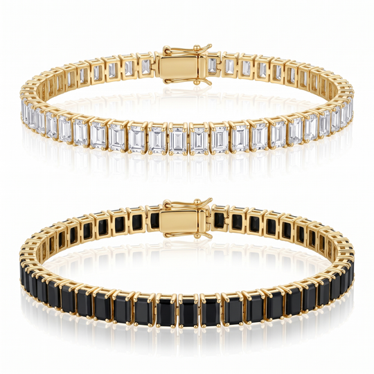 Boston Classic & Onyx Baguette Stack Set in Gold — the full set