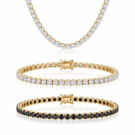Miami Classic Choker & Onyx Stack Trio Set in Gold — the full set