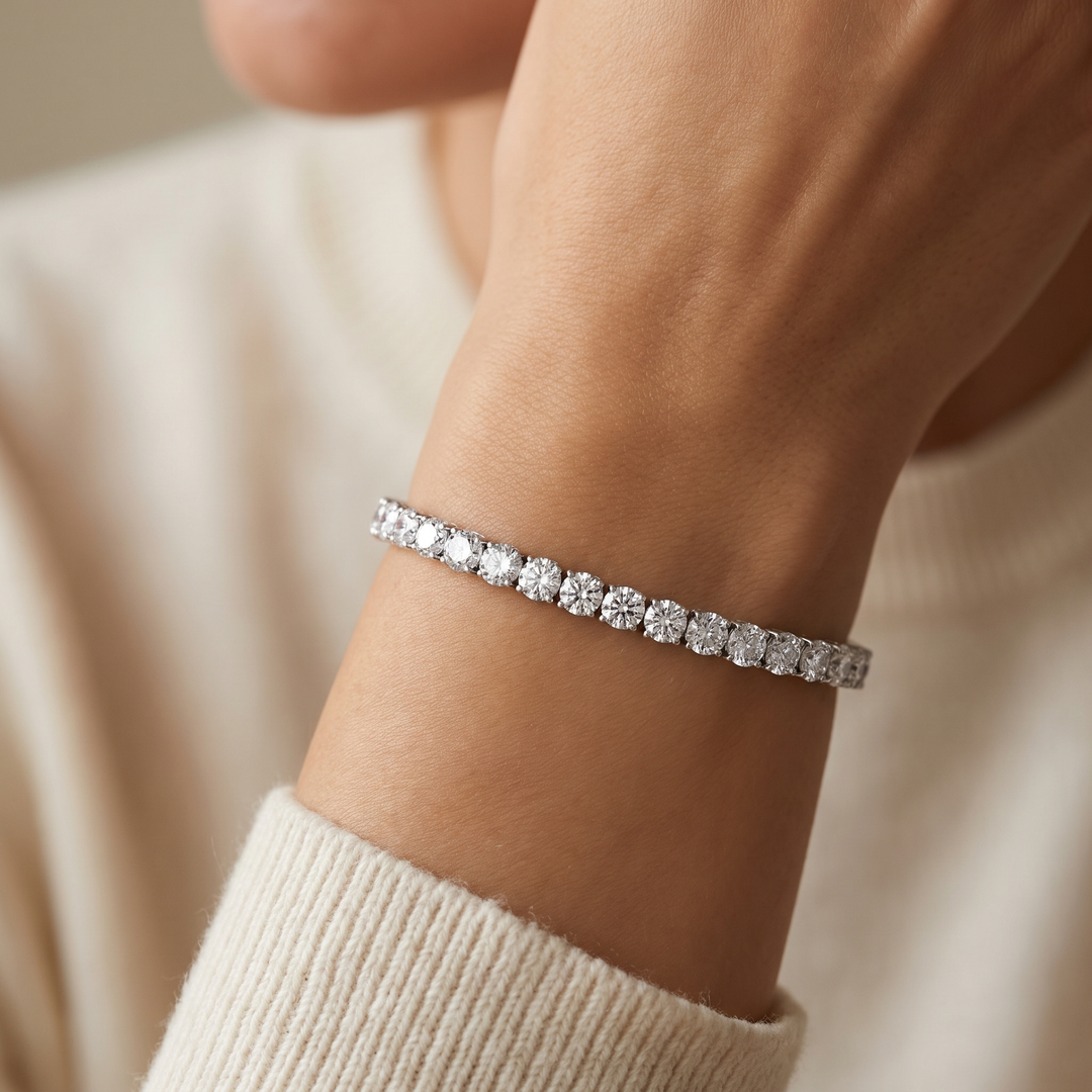 Miami Classic Choker & Onyx Stack Trio Set in Silver — bracelet worn