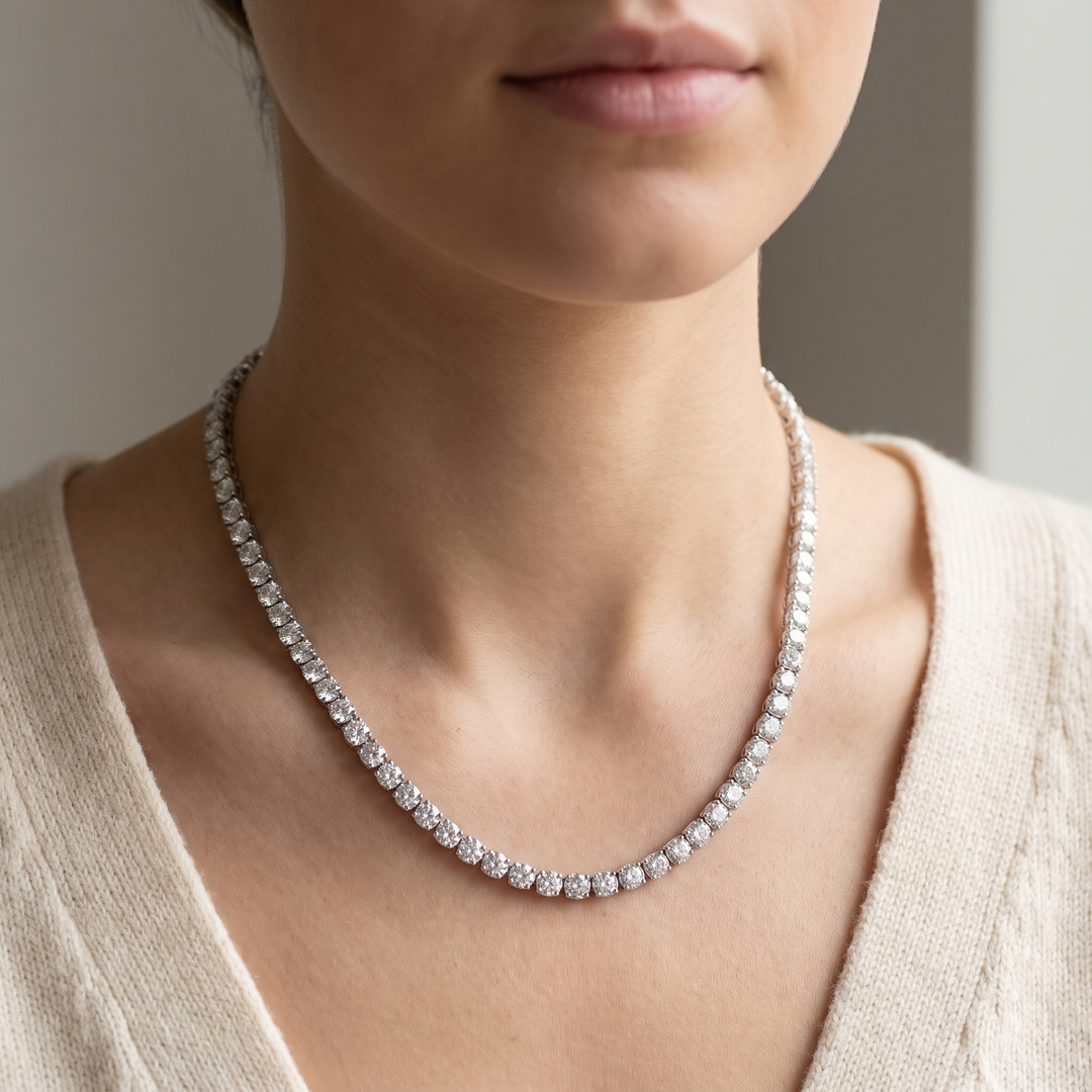 Miami Classic Choker & Onyx Stack Trio Set in Silver — necklace worn