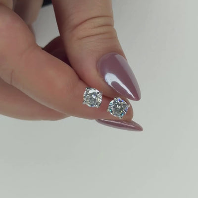 “Geneva” Moissanite 1ct Tulip Pavé Solitaire Stud Earrings