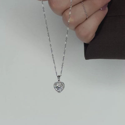 “Helsinki” Moissanite 1ct Heart Halo Necklace