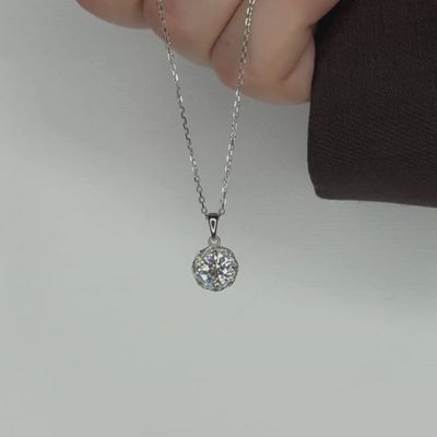 “Stockholm” Moissanite 1ct Swirl Halo Necklace