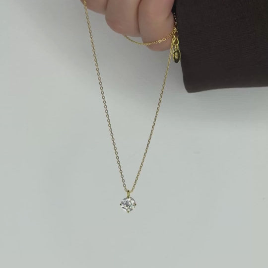 “Davos” Moissanite 1ct 4-Prong Solitaire Necklace
